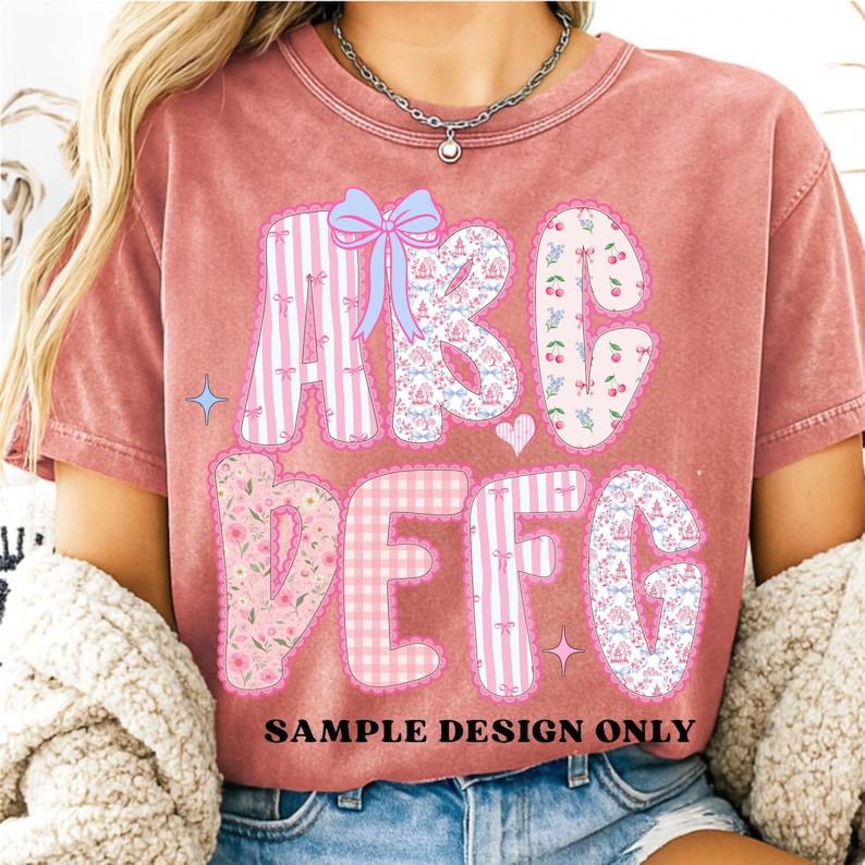 Grandmillennial Lace Floral Alphabet PNG Bundle, Pastel Pink Alphabet ...