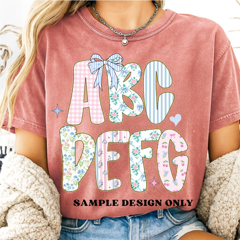 Grandmillenial Png, Floral Alphabet, Preppy Designs, Alphabet Png, Vintage Floral, Hand Lettered, Alphabet Bundle,Floral Png,Pastel Alphabet image 10
