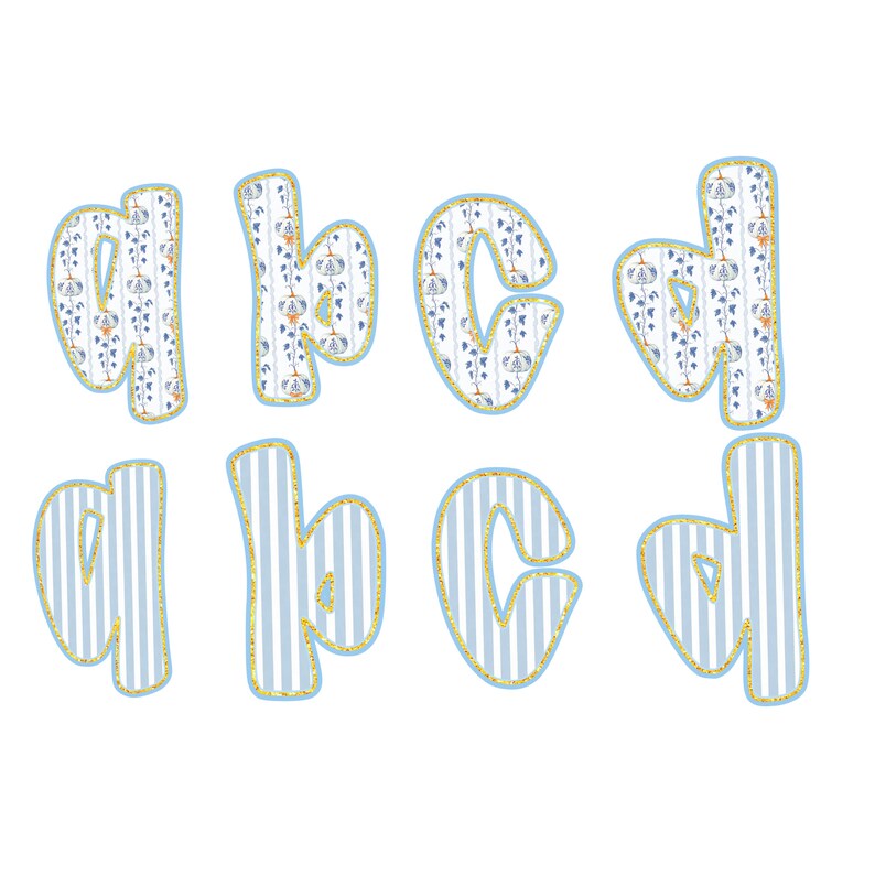 Blue Toile Fall Alphabet PNG, Preppy Grandmillennial Letters ...