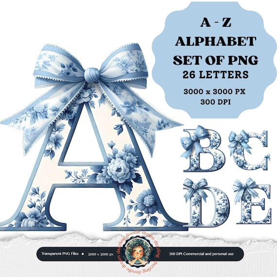 Chinoiserie Letters, Chinoiserie Png, Blue Toile Letters, Coastal Granddaughter, Chinoiserie Doodle, Alphabet Png, Png Letters, Sublimation