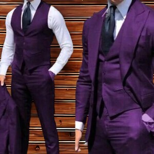 Men's Formal Clothing Fashionable Tuxedo Suits Comfortable Apparel Purple