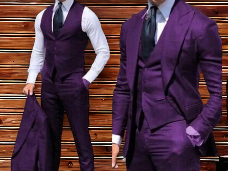 Men's Formal Clothing Fashionable Tuxedo Suits Comfortable Apparel Purple