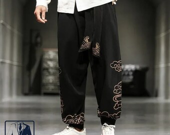 Men's Printed Pants | Hemp Harem Trousers | Fashionable Apparel | Baggy Clothes