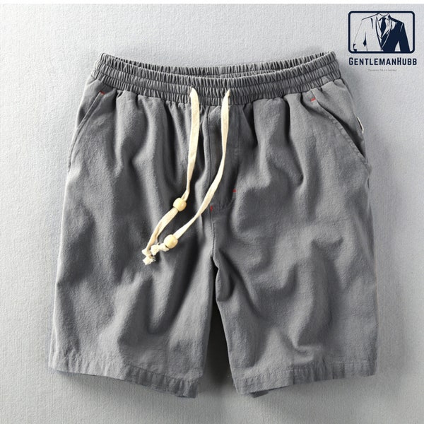 Men's Cotton Linen Shorts | Elastic Waist | Comfortable Loose Style