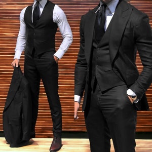 Men's Formal Clothing Fashionable Tuxedo Suits Comfortable Apparel Black