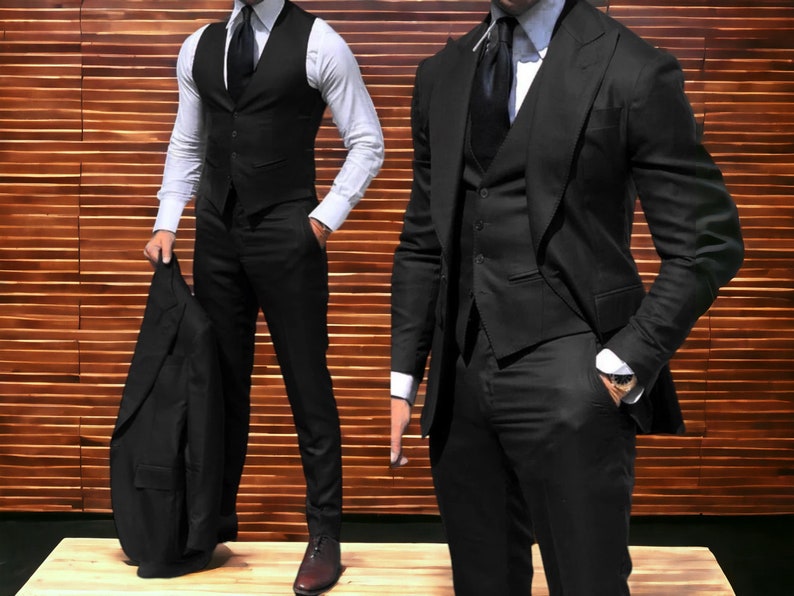 Men's Formal Clothing Fashionable Tuxedo Suits Comfortable Apparel Black