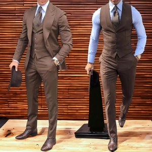 Men's Formal Clothing Fashionable Tuxedo Suits Comfortable Apparel Brown