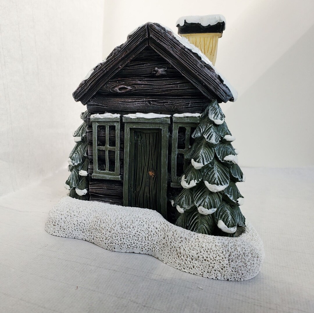 Resin Log Cabin Snowy Winter Incense Cone Burner Christmas Etsy