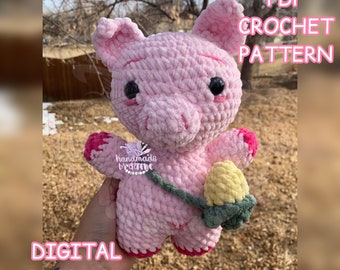 Pig Crochet Pattern | chubby, stuffed animals, amigurumi, crochet clothes, bag accessory, pig, piggy, piglet