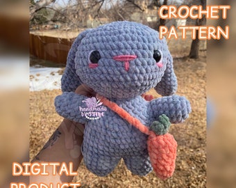 Bunny Crochet Pattern | chubby, stuffed animals, amigurumi, crochet clothes, bag accessory, rabbit, bunnies, bonnie