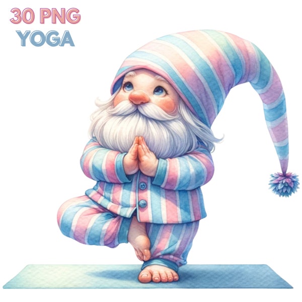 Pyjama Gnomes Doing Yoga Clipart,Yoga Clip Art, Cute Gnome PNG, Blue Gnomes Png, Yoga Graphics for Paper Crafts, Commercial use