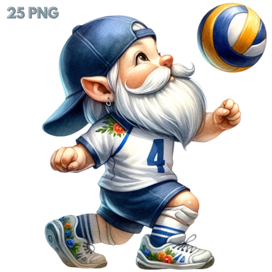 Volleyball Gnome Png, Volleyball Gnome Watercolor Clipart,sports Gnome, Volleyball Png