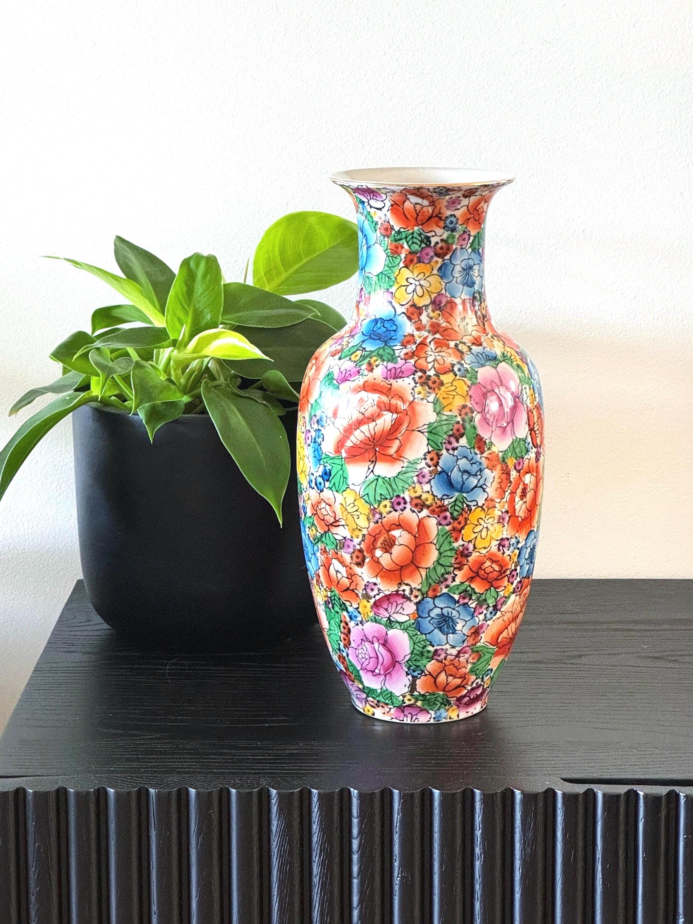 Large Mille Fleur Vase | Mid-century Chinoiserie Style - Etsy