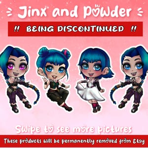 Arcane - Jinx and Powder - Epoxy keychains and vinyl stickers - BEING DISCONTINUED SOON!