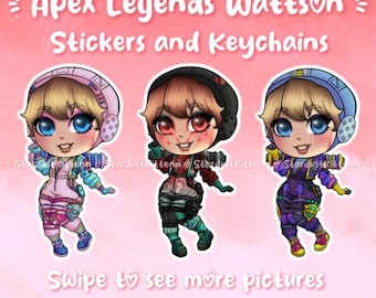 Apex Legends - かわいいボルテージ・ワットソン - ダイノマイト・ワットソン - スウィート・ドリームス・ワットソン - エポキシキーホルダーとビニールステッカー