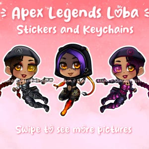 Apex Legends - Arms Dealer - Heat Shade - Magenta Militant Loba - Epoxy keychains and vinyl stickers