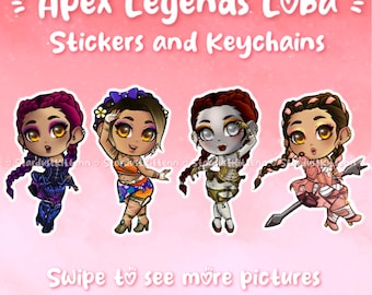 Apex Legends - バイオルミネセンス - トラブル・イン・パラダイス - ビクトリアン・ヴィクセン - ローズゴールド・ローバ - エポキシキーホルダーとビニールステッカー