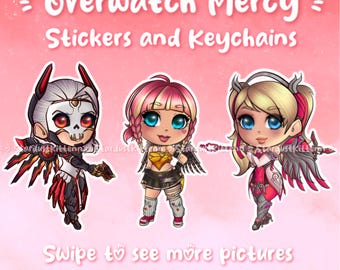 Overwatch - Vengeance - Fearless - Pink Mercy - Epoxy keychains and vinyl stickers - BEING DISCONTINUED SOON!