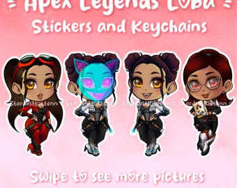 Apex Legends - Cherry Bomb - Dämonenkrallen - Headmistress Loba - Doppelseitige Epoxidharz-Schlüsselanhänger und Vinyl-Aufkleber