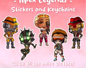 Apex Legends - Octane en acción - Octane estrella de pista - Sparrow magenta - Pathfinder - Llaveros de epoxi y pegatinas de vinilo