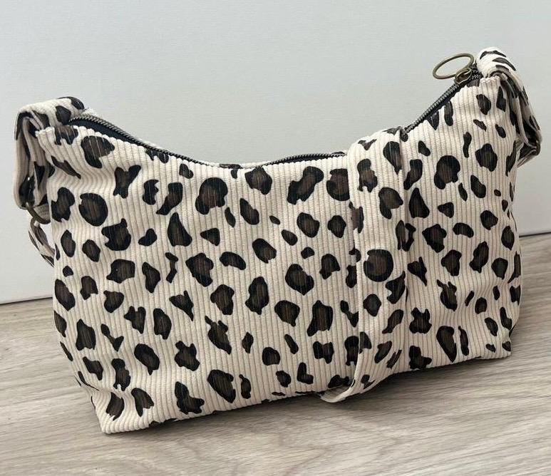 Leopard Print Corduroy Shoulder Bag (leopard Print Fabric Color of