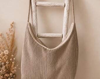 Borsa tote in velluto a coste – Borsa a tracolla da donna – Borsa tote – Borsa fatta a mano – (personalizzabile a piacere)