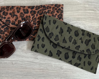 ヒョウ柄眼鏡ケース、サングラスケース、布製眼鏡ケース、眼鏡、ヒョウ
