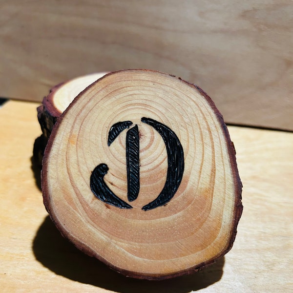 Handmade Wood Burned Custom Monogram Coasters