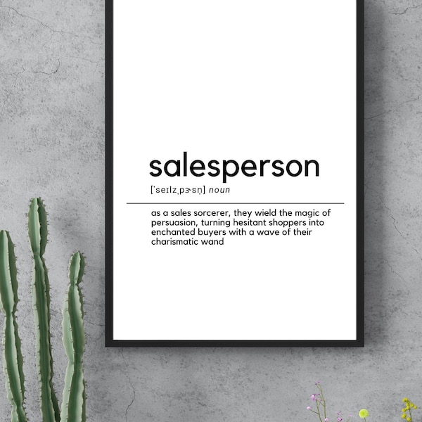 salesperson | funny word definition | wall art | motivational decor | office gift | financial art poster | printable salesperson | job print