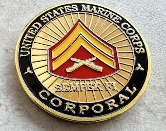 CORPORAL E-4 Rank USMC Challenge Coin US Marine Corps