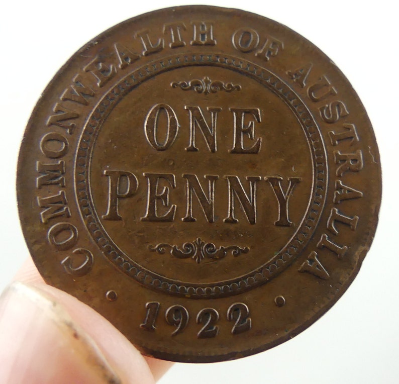 Australian 1922 One Penny Antique Vintage Rare Coin Australia Etsy Australia