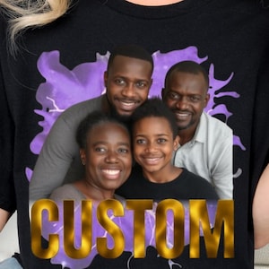 Custom Family Portrait Shirt, Personalized Photo Tee, Unisex Comfort Colors, Matching Family Gift, Custom Name T-Shirt