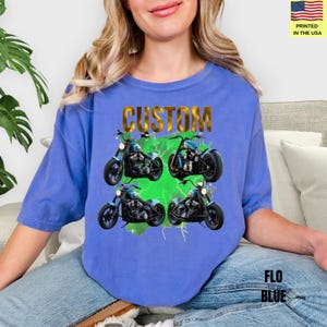 Custom Motorcycle Portrait Shirt - Personalized Biker Tee, Vintage Motorcycle T-Shirt, Comfort Colors, Biker Gift for Him