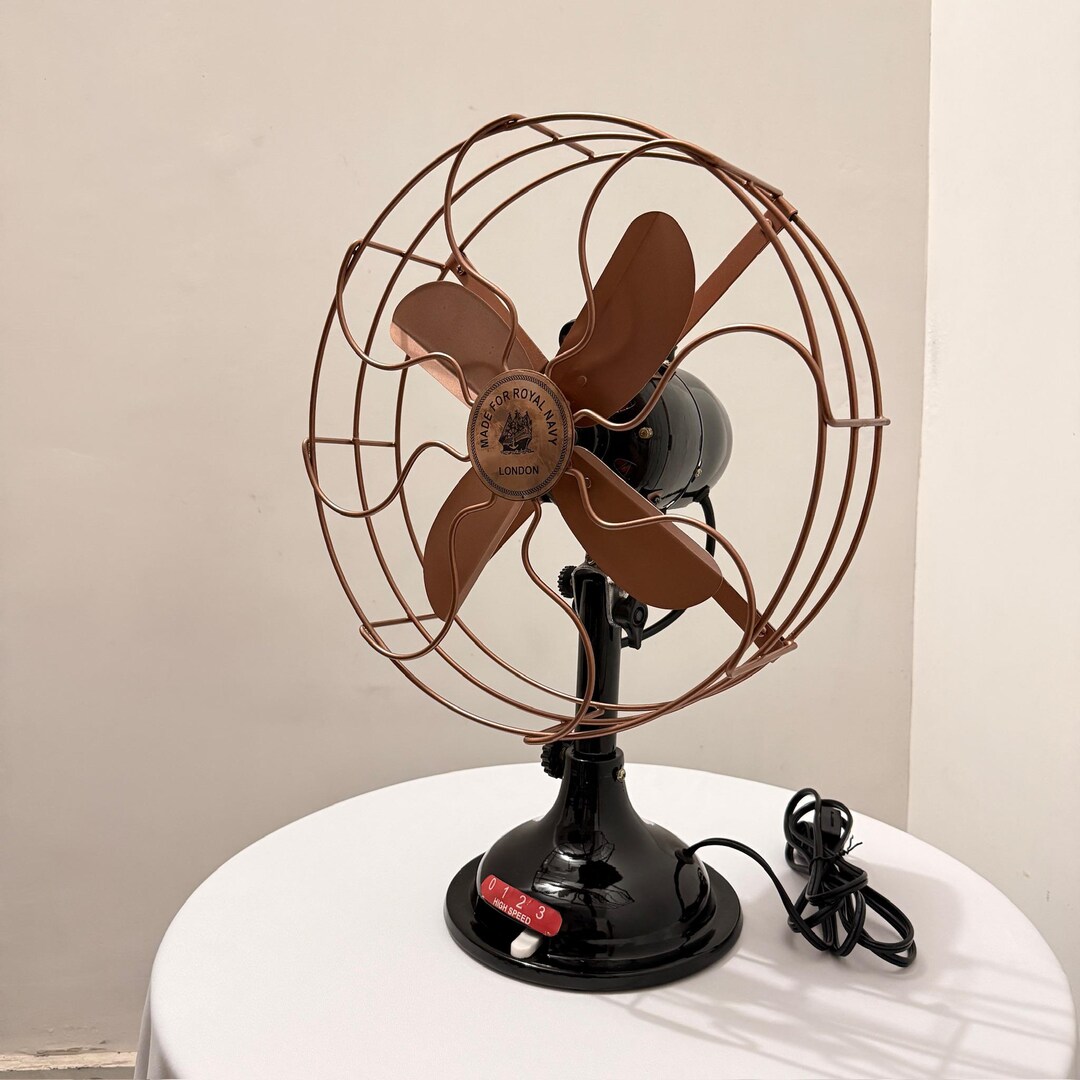 Nortex Table Fan Nautikraft Retro Table Fan | Black & Brass, 3-speed With Oscillation ...