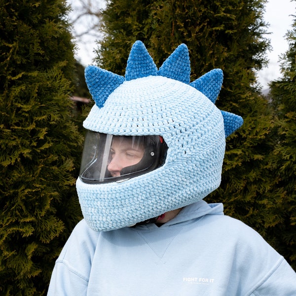 PATTERN motorcycle crochet dino helmet cover M