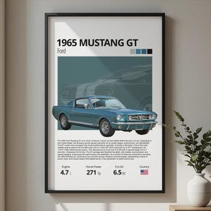 Ford Mustang GT 1965 Poster  Digital Download Poster Hyper Car Poster Super Car Print Art Print Poster  Home Decor Wall Decor