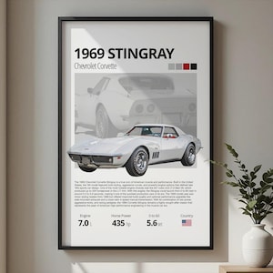 1969 Chevy Corvette Stingray Poster  Digital Download Poster Hyper Car Poster Super Car Print Art Print Poster  Home Decor Wall Decor