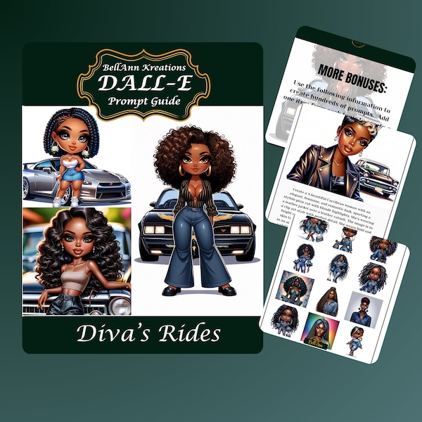 Divas's Ride African American Chibi Women AI Art Prompt Guide | Includes 16 Prompts| 12 Sample Images | How To Resources | GPTs | Bonuses
