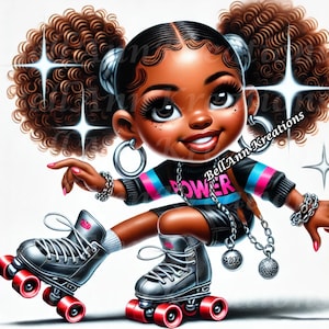 Roller Glam: Ritratti digitali giocosi di personaggi di Roller-Skating Divas PNG - 10 design unici
