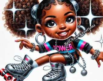 Roller Glam : portraits numériques ludiques d'une diva du patinage à roulettes PNG - 10 modèles uniques