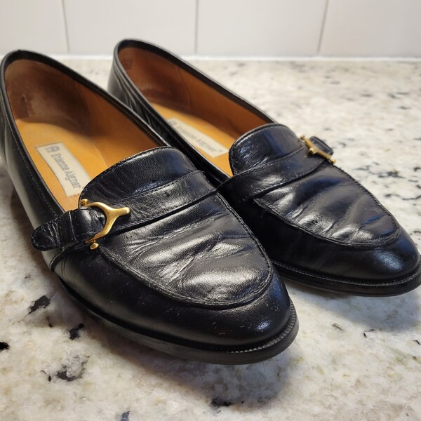 Vintage Etienne Aigner Tracy Horsebit Black Leather Loafers 7 M Runs Small 6.5