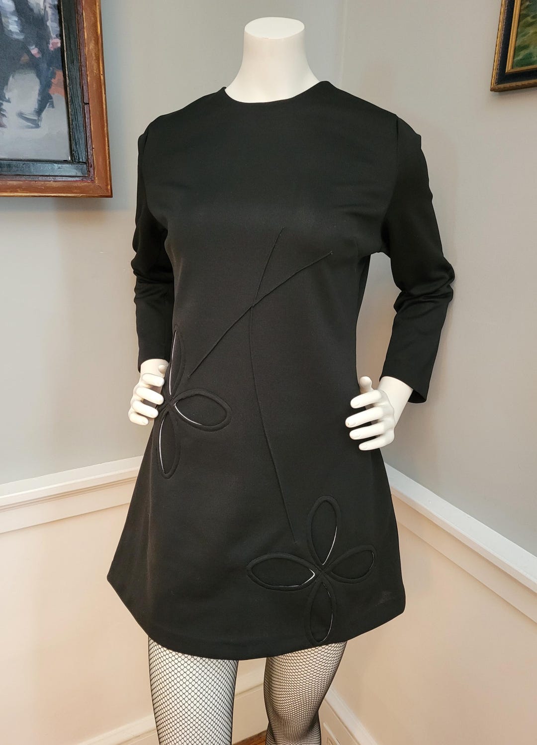 black 3 4 sleeve mini dress Plus Black Short Dress main image 0