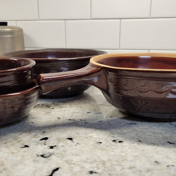Assorted MCM Mid-Century 1950s Mar-Crest Daisy and Dot Ceramic Pottery Colorado Brown Dinner Cook Ware