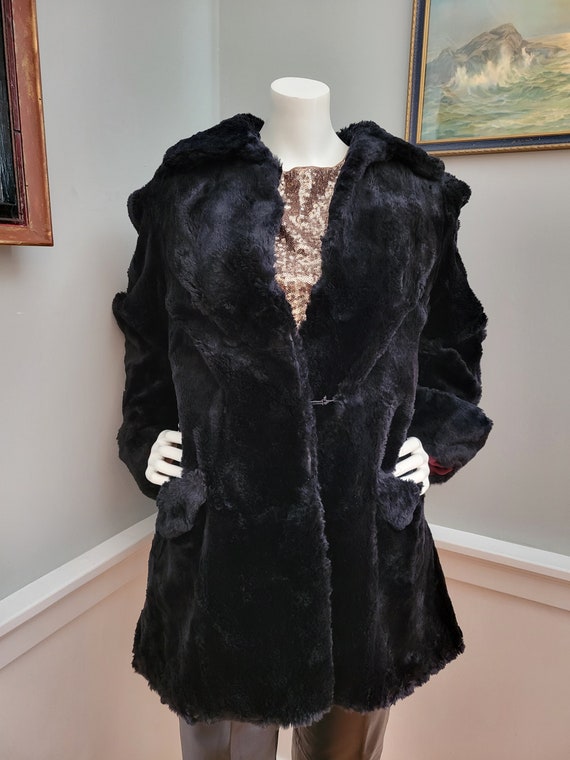 Super Soft True Vintage 1940s Black Fur or Faux Fu