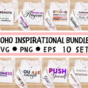 Boho motivazionale SVG PNG Bundle / Self Love SVG Bundle l Inspirational Sleeve Felpa Design Svg Bundle / Empowered Women Svg / Png file