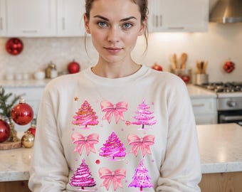 Coquette Pink Christmas PNG, Pink Christmas Tree Png, Pink Bow, Christmas Bow, Christmas Sublimation Design, Vintage Christmas Png