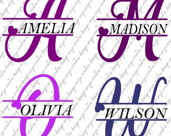 Split Monogram Alphabet SVG, DXF, PNG, Split Monogram Frame Alphabet, Cut File for Cricut, Heart, 26 Individual Svg Png Dxf Cut Files