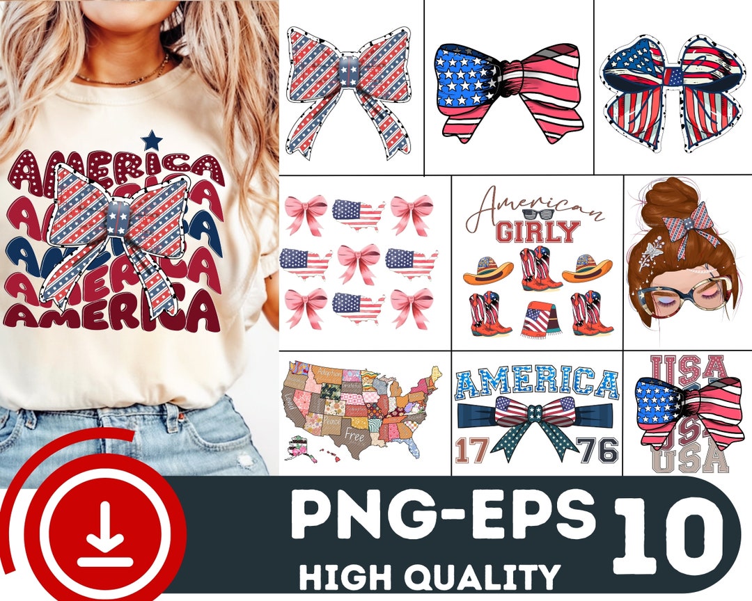 Coquette American Girl PNG BUNDLE, Coquette Bow Png, 4th of July ...
