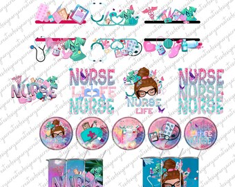 Nurse Png Sublimation Design Bundle,Set  Nurse Png File, Nurse Life Png, Nursing Png Downloads,Nurse Tumbler Wrap, Personalized Nurse