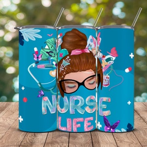 Nurse life 20 oz skinny tumbler png, tumbler wrap png, western 20 oz tumbler designs, Nursing png, Nurse png, tumbler png download